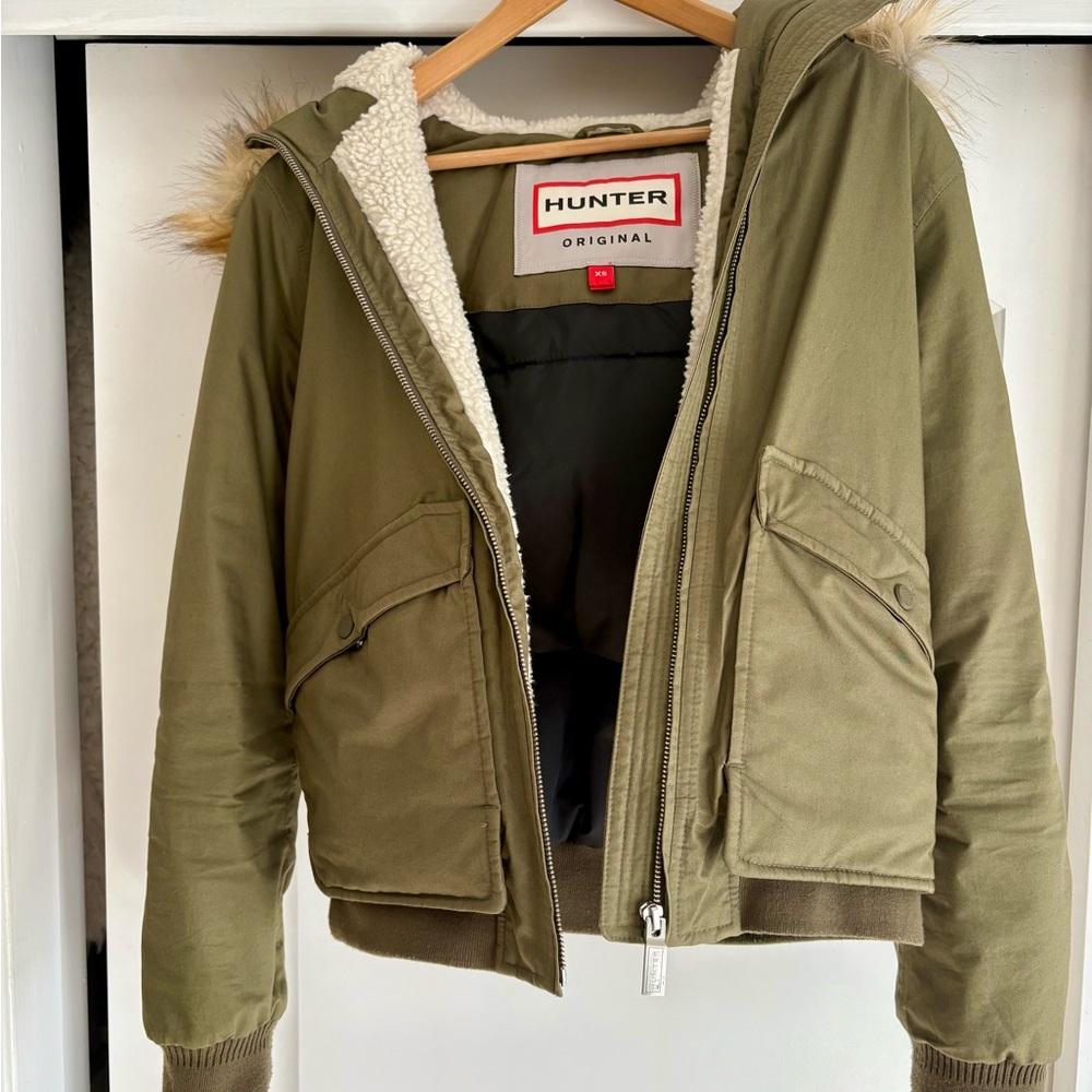 Hunter Khaki Green Hooded Jacket